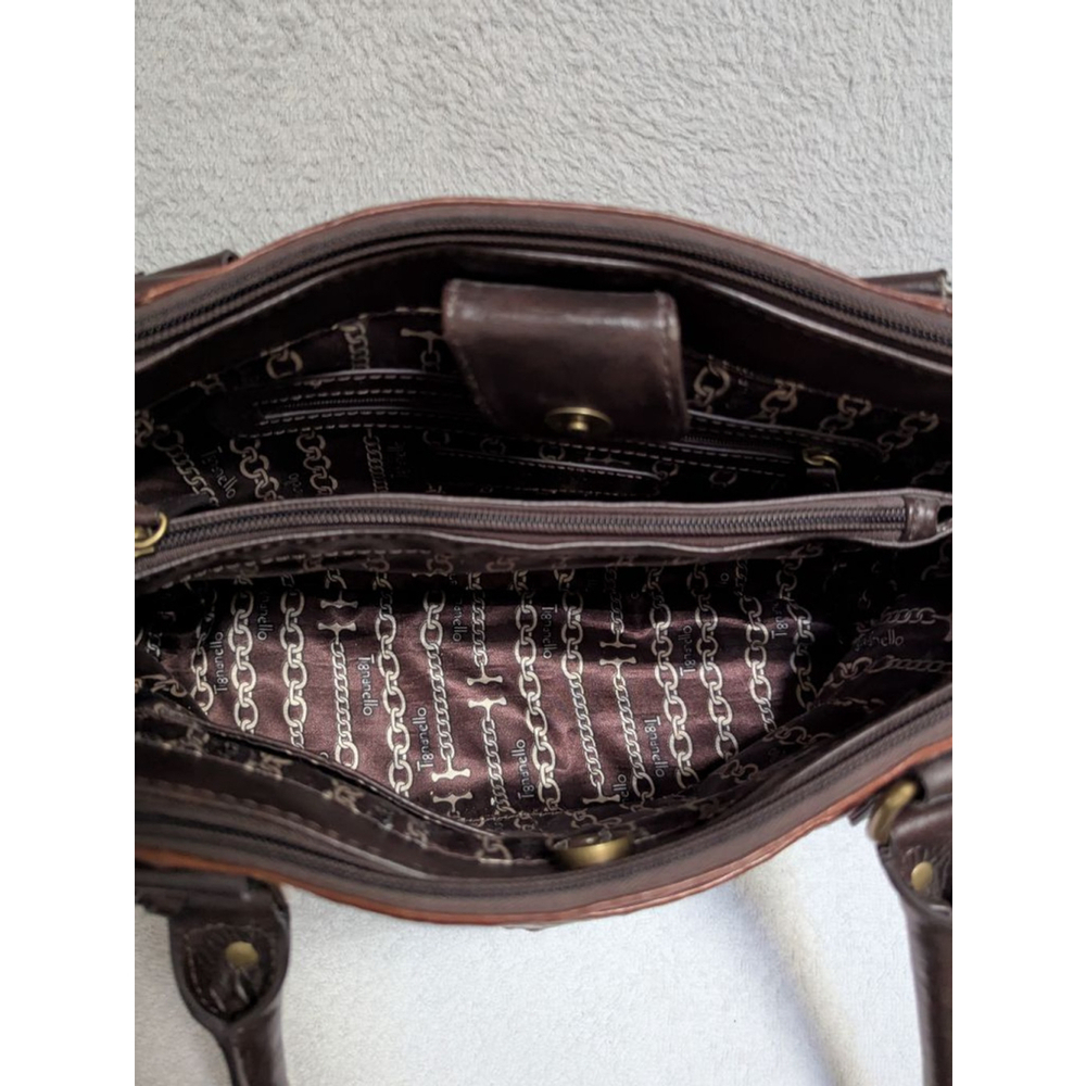 Women's Tignanello Brown Croc Embossed Satchel One Size Handbag Purse - Picture 9 of 16